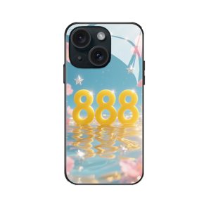 Sprankelende iPhone 14 Plus Hoesje met Engelgetallen "888"