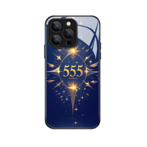Elegante iPhone 15 Pro hoes met 555 en gouden sterren