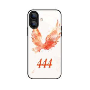 iPhone 16 case met elegante rode vleugels en kracht van 444