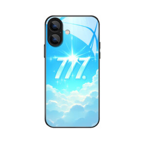 Ervaar geluk met de Engelgetallen 777 glazen hoes voor je iPhone 16 Plus