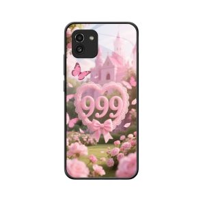 Galaxy A03 Hoesje: Romantiek in Sprookjesachtige Bloementuin met Engelgetallen 999