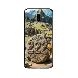 Galaxy J6 plus hoesje met Engelnummers 222 in oude ruïnes