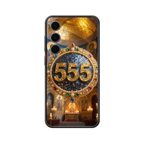 Galaxy S24 Hoesje met Engelgetallen 555 – Luxe, Spiritueel en Stralend