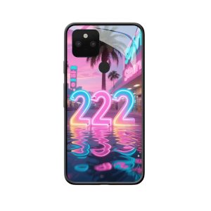 Pixel 5 Hoesje: Engelgetallen 222 - Neon Avonden en Stedelijke Mystiek
