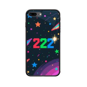 iPhone 8 Plus Hoesje: Betoverende Magie van Engelgetallen 222 in Pixelachtig Universum