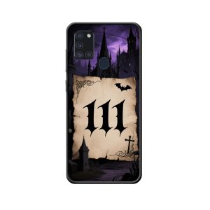 Galaxy A21s Hoesje: Engelgetallen 111 in Duistere Gotische Mysteries