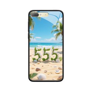 Zomerse Sereniteit: HTC Desire 12 plus Hoesje met Engelgetallen 555 op Schelpenstrand