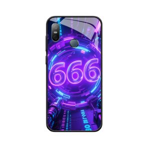 Futuristische Kracht: HTC U12 Life Hoesje met Engelgetallen 666 in Neon Paars