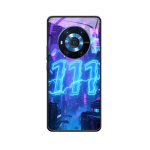 Toekomstig avontuur: Honor Magic3 Hoesje met Engelgetallen 111, reis van elektrisch neonlicht