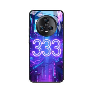 Cyberfantasie nacht: Honor Magic5 Hoesje met Engelgetallen 333 neonstadse vergezichten