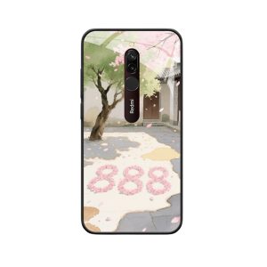 Redmi 8 Hoesje met Engelgetallen 888 - Een Romantisch Lentegefluister in de Oude Binnenplaats