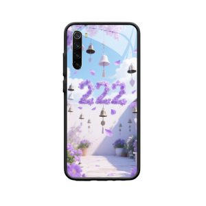 Redmi Note 8 Hoesje met Engelgetallen 222 - Romantische Paarse Patio