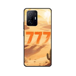 Oranje Woestijngeheimen: Xiaomi 11T Pro Hoesje met Mystieke Engelgetallen 777