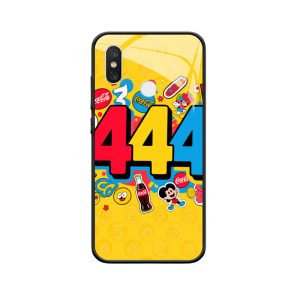 Xiaomi Mi 8 Hoesje met Engelengetallen 444 - Vrolijke Nostalgie in Gele Achtergrond