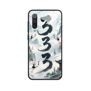 Xiaomi Mi 9 SE Hoesje met Engelengetallen 333 - Traditionele Schoonheid in Inktschilderij