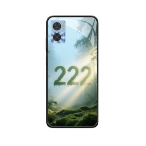Moto E22 Hoesje met Engelgetallen 222 - Magische Bosmysterie