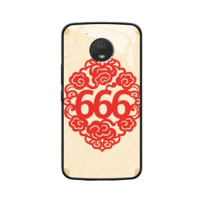 Moto E4 Plus Hoesje met Engelgetallen 666 - Gelukkige Chinese Snitkunst