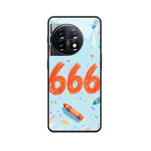 Kinderlijke krabbels engelennummer 666 met OnePlus 11 Hoesje