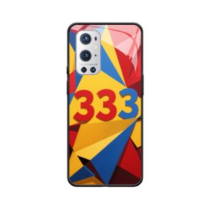 Surrealistische geometrische kunst en engelennummer 333 van OnePlus 9 Pro