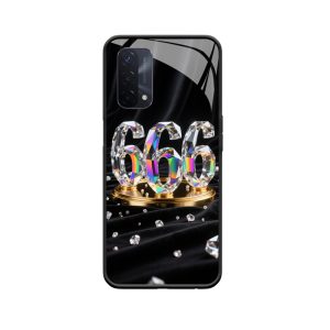 Luxueuze schittering OPPO A74 5G hoesje met engelgetal 666