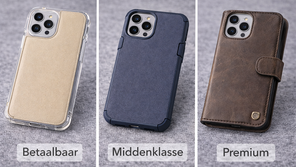 Verschillende telefoonhoesjes in diverse prijsklassen